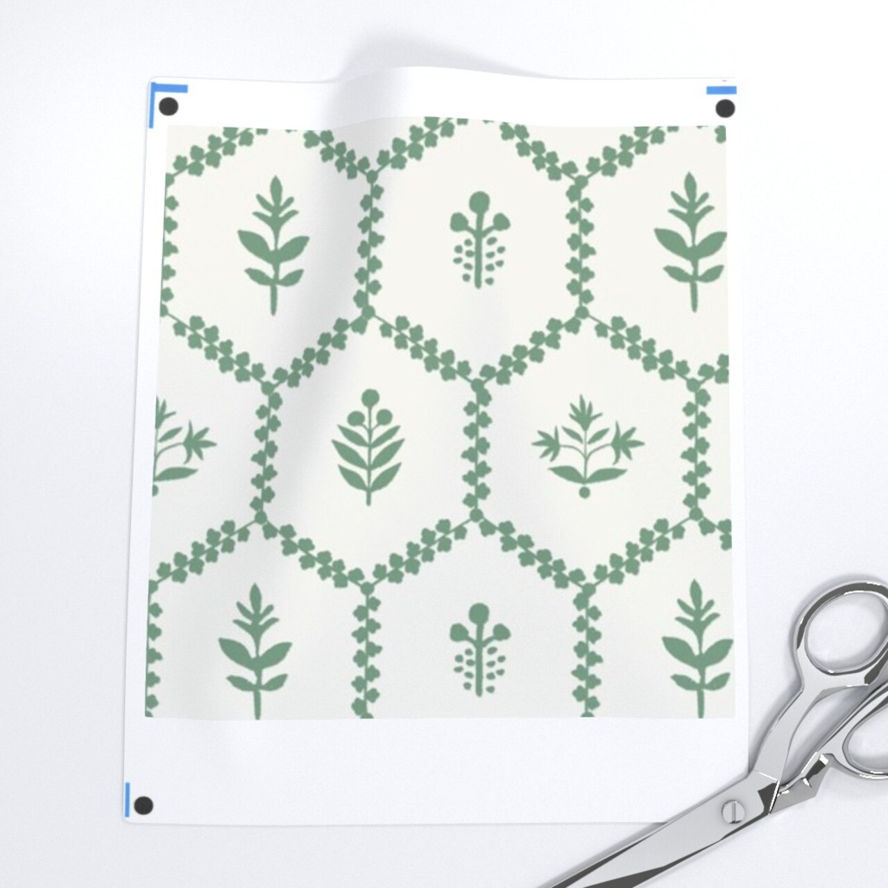 Farmhouse Chic Cottagecore Green Botanical Clover Leaves Vine Thistle Hexagons Custom Pre-pasted Wallpaper by Spoonflower Pre-Pasted Wallpaper 2FT Wide